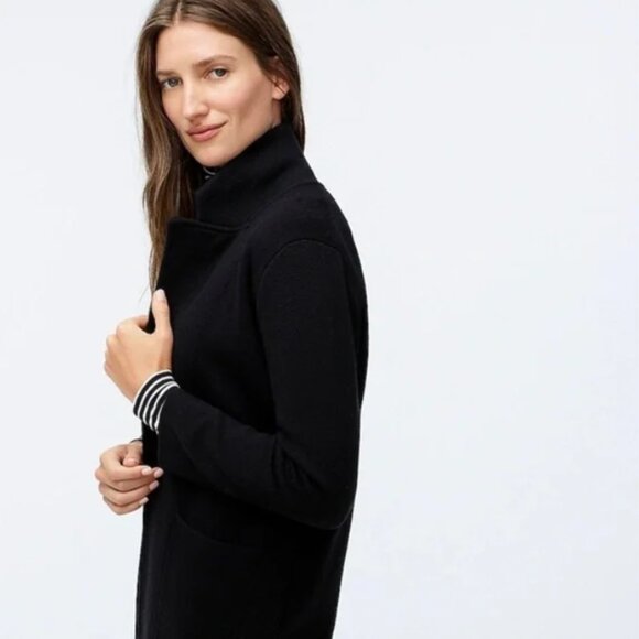J. Crew Merino Wool Blend Sophia Collared Open Front Blazer Jacket Black Med - Picture 4 of 7